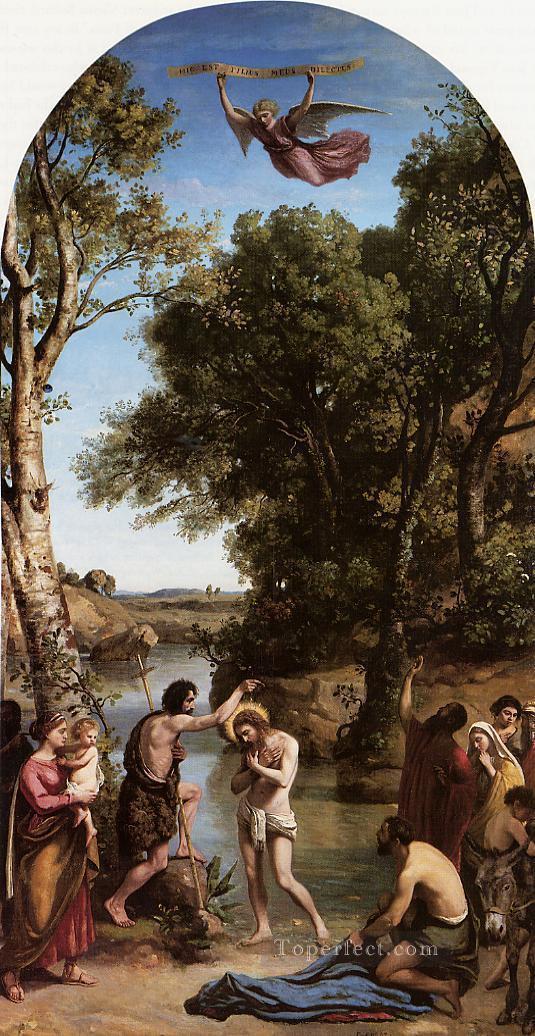 El bautismo de Cristo al aire libre Romanticismo Jean Baptiste Camille Corot Pintura al óleo
